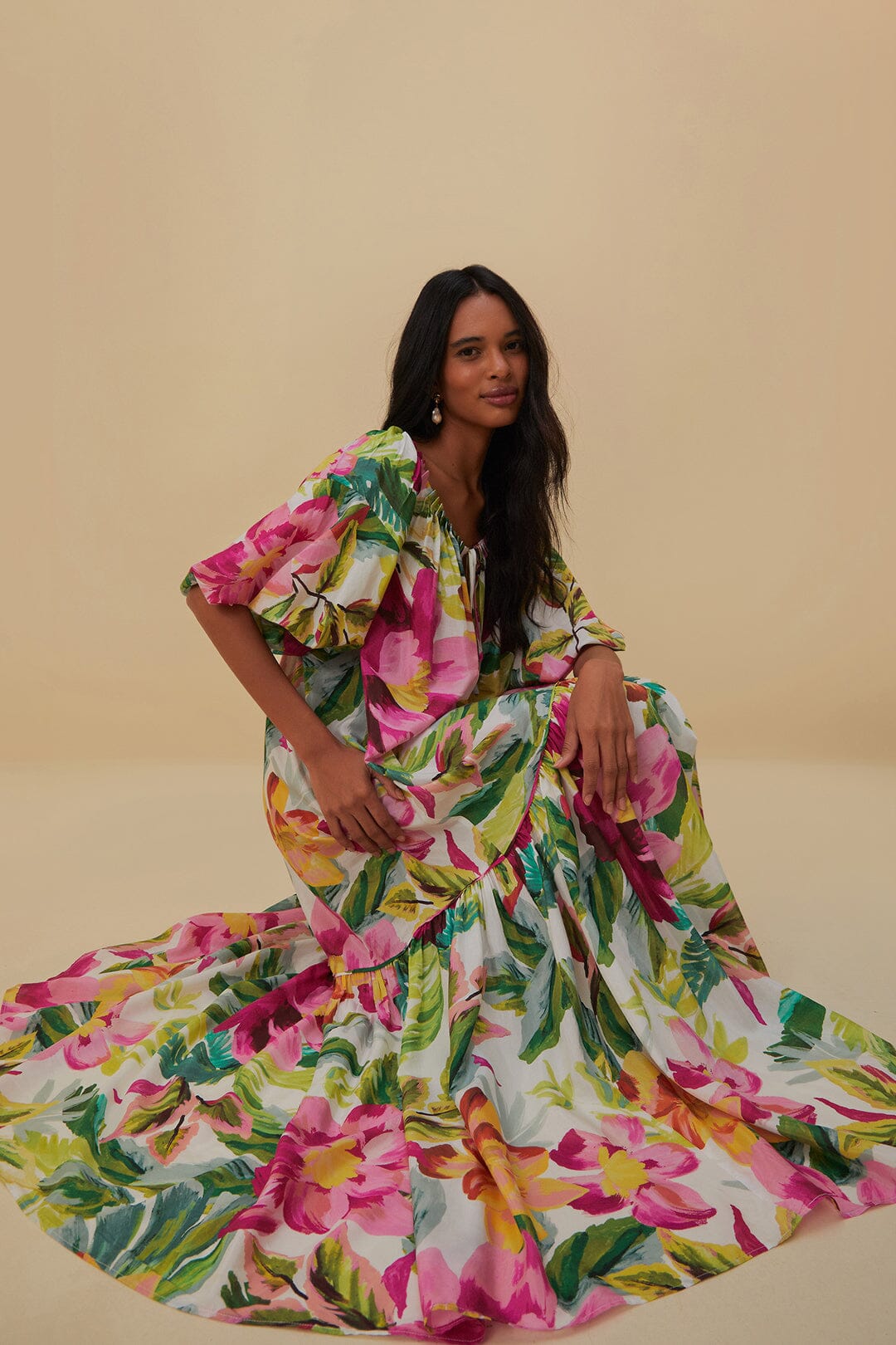 Farm Rio - Off-White Painted Flowers Maxi Dress – Julien's a Lifestyle Store