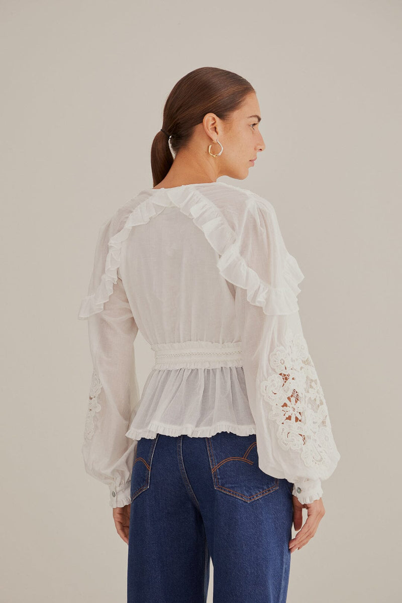 Farm Rio - Off-white v Neck Blouse