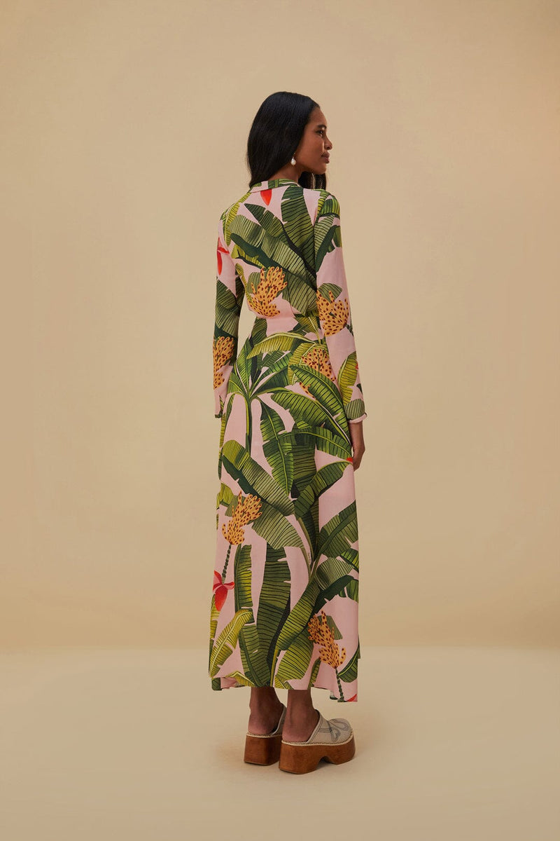 Farm Rio - Pink Banana Leaves Maxi Dress