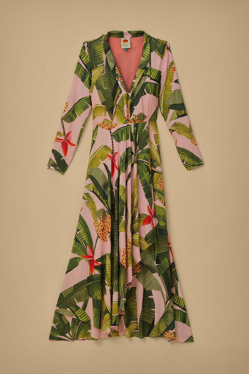 Farm Rio - Pink Banana Leaves Maxi Dress