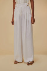 Farm Rio - Off-white Linen Low Waist Pants