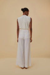 Farm Rio - Off-white Linen Low Waist Pants