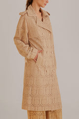 Farm Rio - Khaki Pineapple Cotton Eyelet Trench Coat