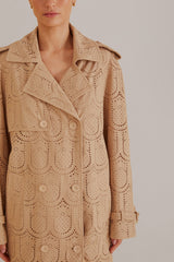 Farm Rio - Khaki Pineapple Cotton Eyelet Trench Coat