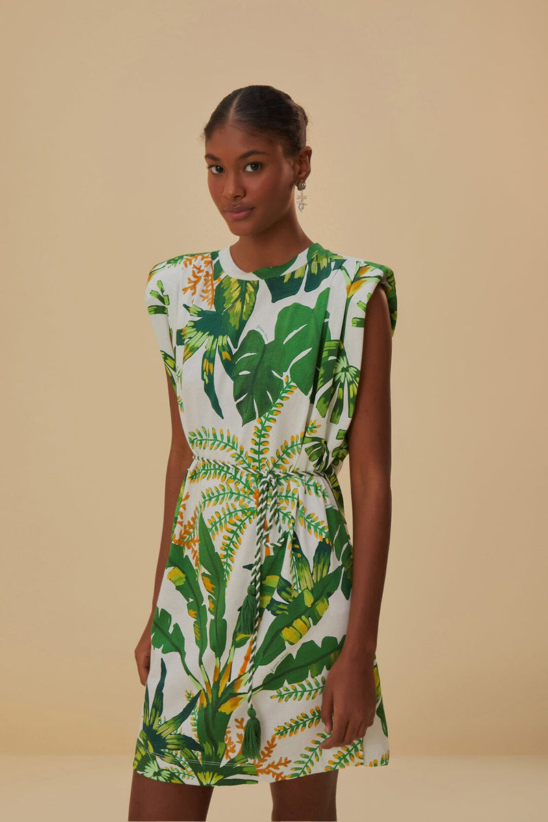 Farm Rio - Tropical Forest Off-white T-shirt Dress