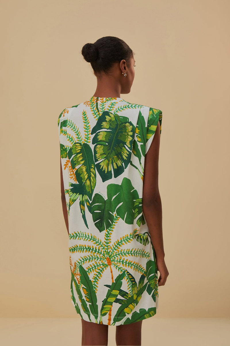 Farm Rio - Tropical Forest Off-white T-shirt Dress