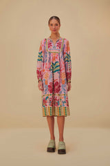 Farm Rio - Pink Fruits Queen Scarf Midi Dress