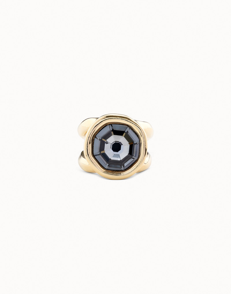 Uno De 50 - 18k Gold-plated Ring with Gray Crystal