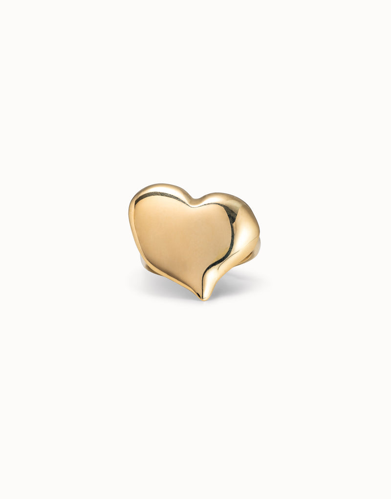 Uno De 50 - 18k Gold-plated Large Heart Shaped Ring