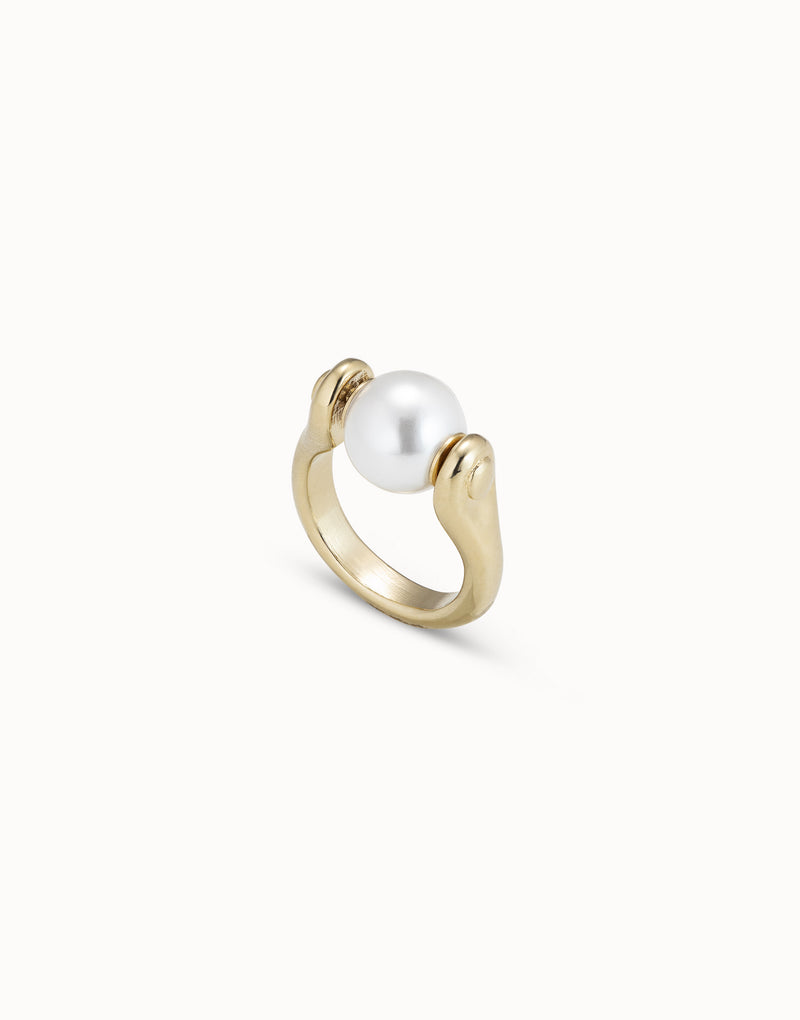 Uno De 50 - 18k Gold-plated Ring with Small Pearl