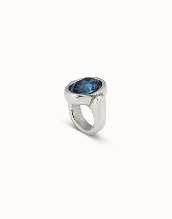Uno De 50 - Sterling Silver-plated Ring With a Sapphire