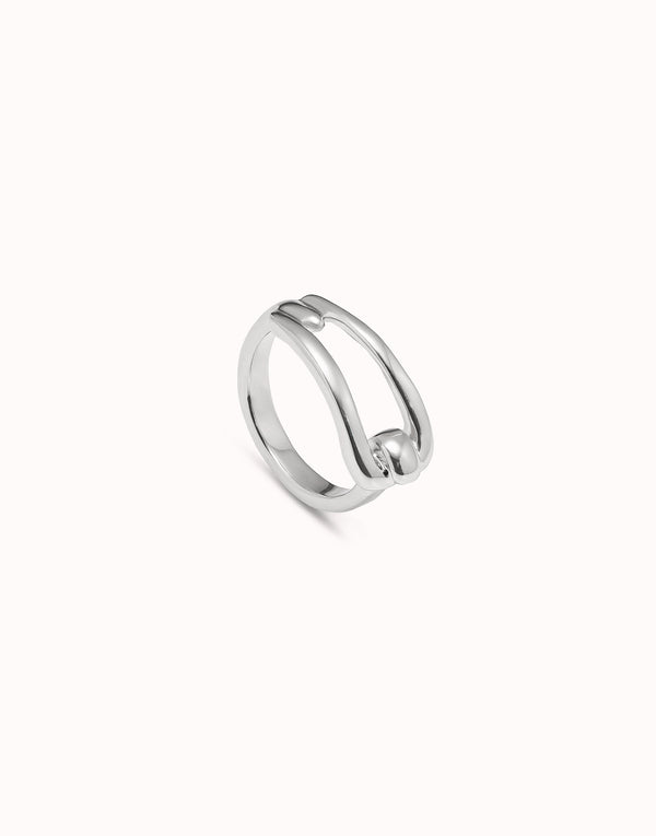 Uno De 50 - Sterling Silver-plated Link Shaped Ring