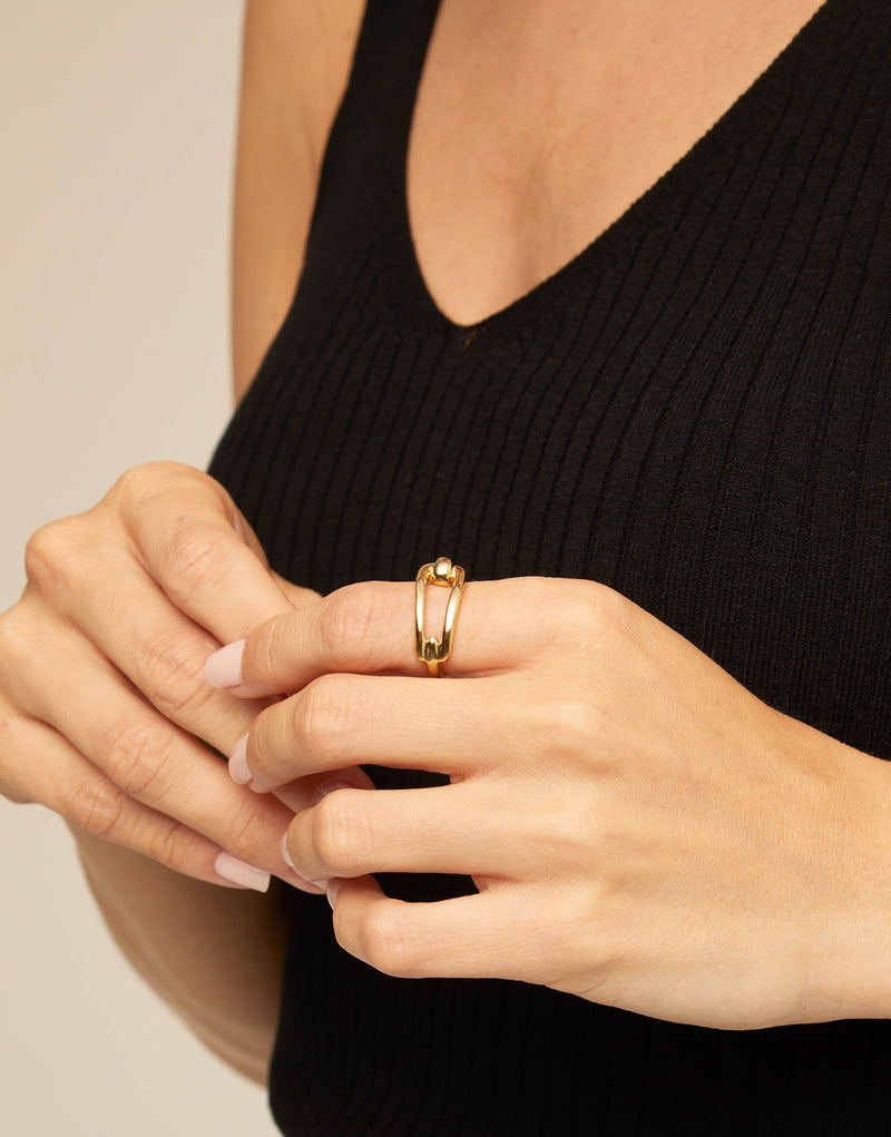 Uno De 50 - 18k Gold-plated Link Shape Ring