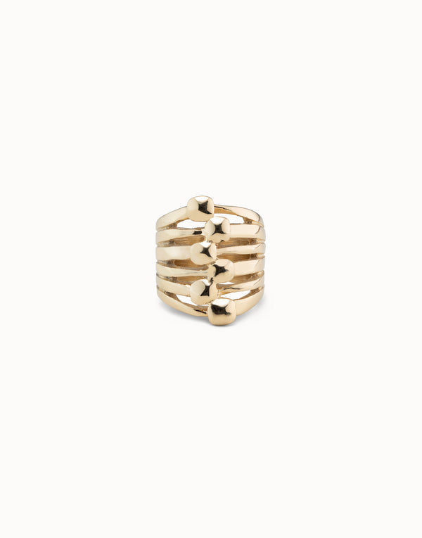 Uno De 50 - 18k Gold-plated Multi Effect Ring With Nail