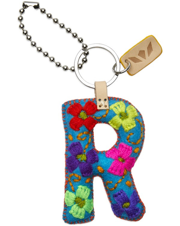 Consuela - Charm - Turquoise Felt Alphabet Charm ?R”