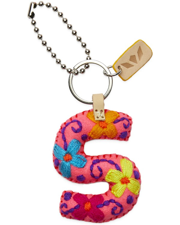 Consuela - Charm - Pink Felt Alphabet Charm ?S’