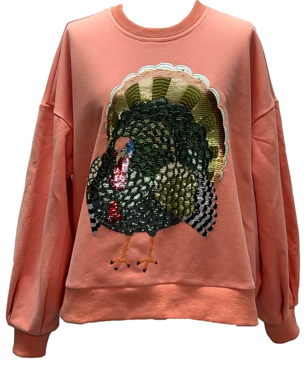 Queen of Sparkles - Sweatshirt - Peach Big Turkey