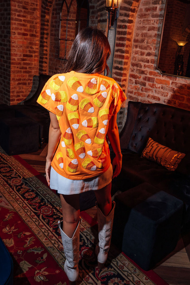 Queen of Sparkles - Orange Candy Corn Tee