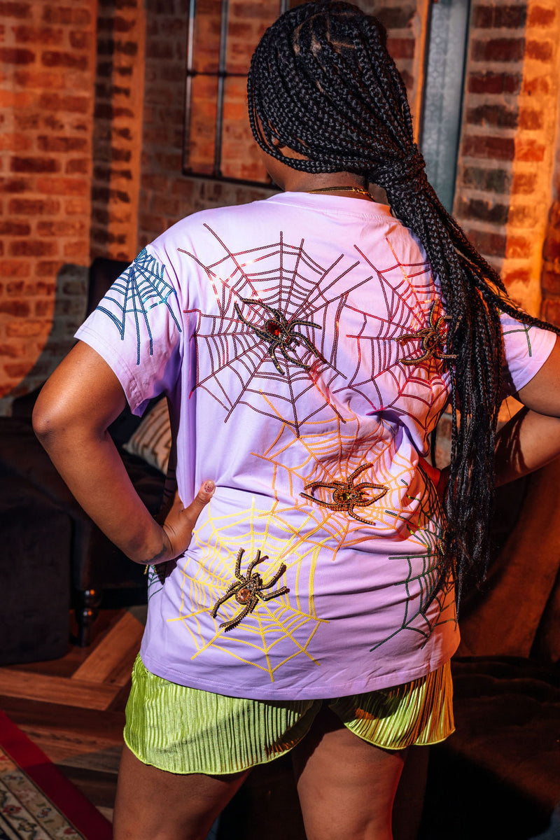 Queen of Sparkles - Lavender Spider Web Tee