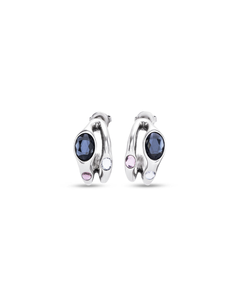 Uno De 50 - Sterling Silver-plated Earrings with Black