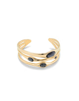 Uno De 50 - Rigid 18k Gold-plated Bracelet with Gray Cystal