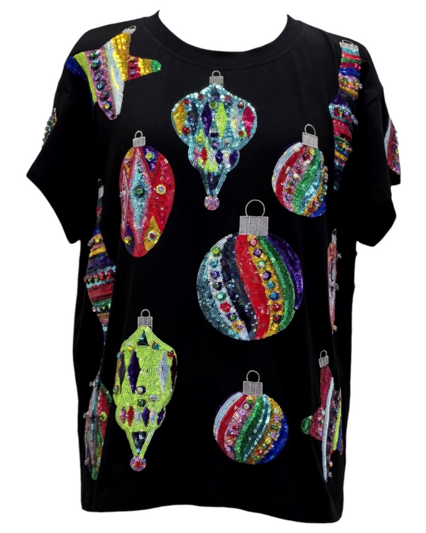 Queen of Sparkles - Tee - Black Multi Color Ornaments