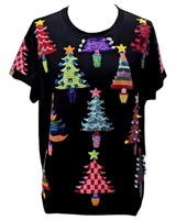 Queen of Sparkles - Tee - Black Colorblock Trees