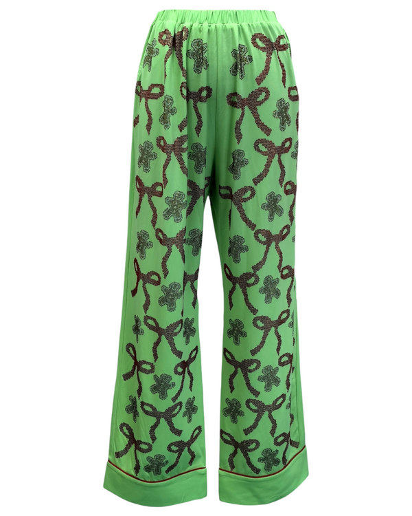 Queen of Sparkles - Pajama Pants - Green Gingerbread Men &