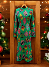 Queen of Sparkles - Dress - Green Multi Ornament Knit Maxi