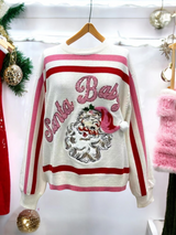 Queen of Sparkles - Sweater - Red Pink & White Stripe