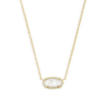 Elisa Gold Pendant Necklace in Ivory Pearl