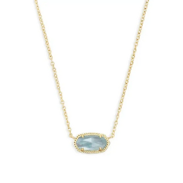 Kendra Scott Elisa Oval Pendant Necklace in Light Blue Illusion