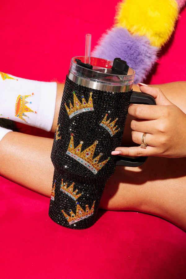 Queen of Sparkles - Black Crown Rhinestone Tumbler - O/s